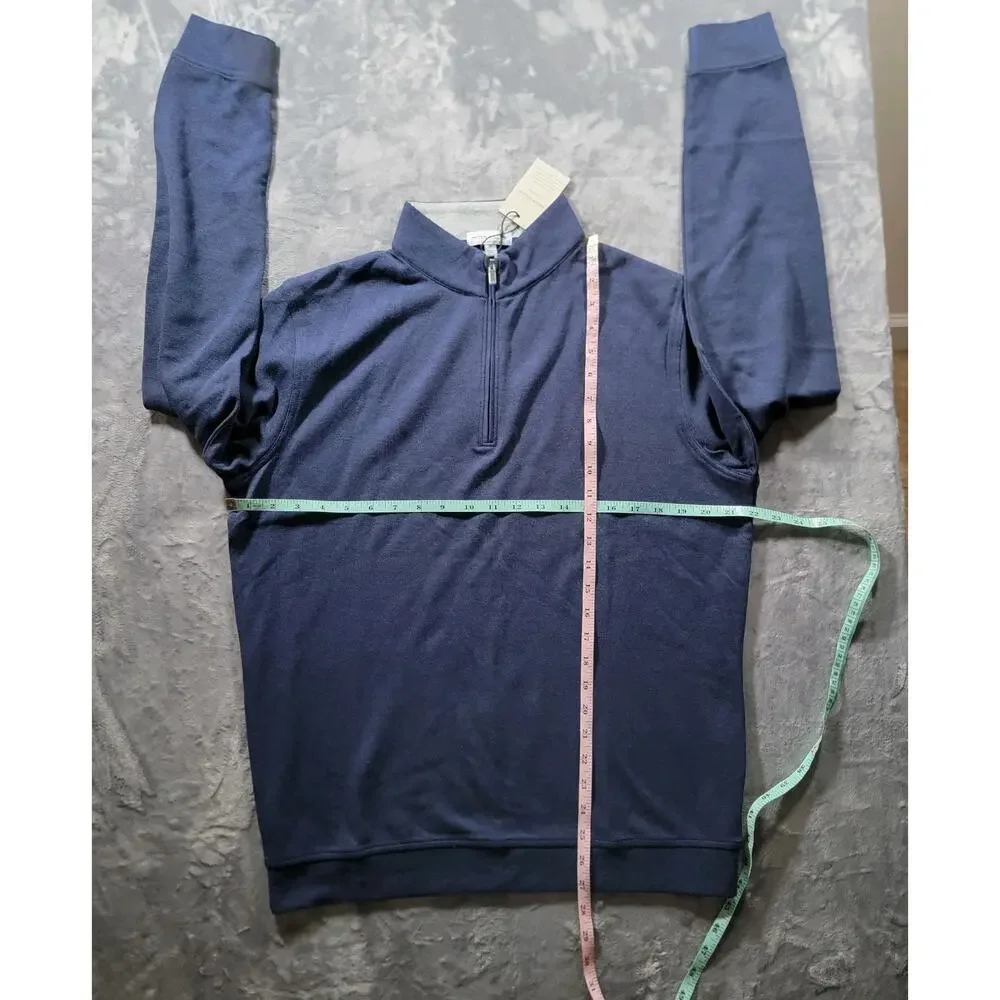 NWT Peter Millar Mens M Crown Comfort 1/4 Zip Pullover Navy